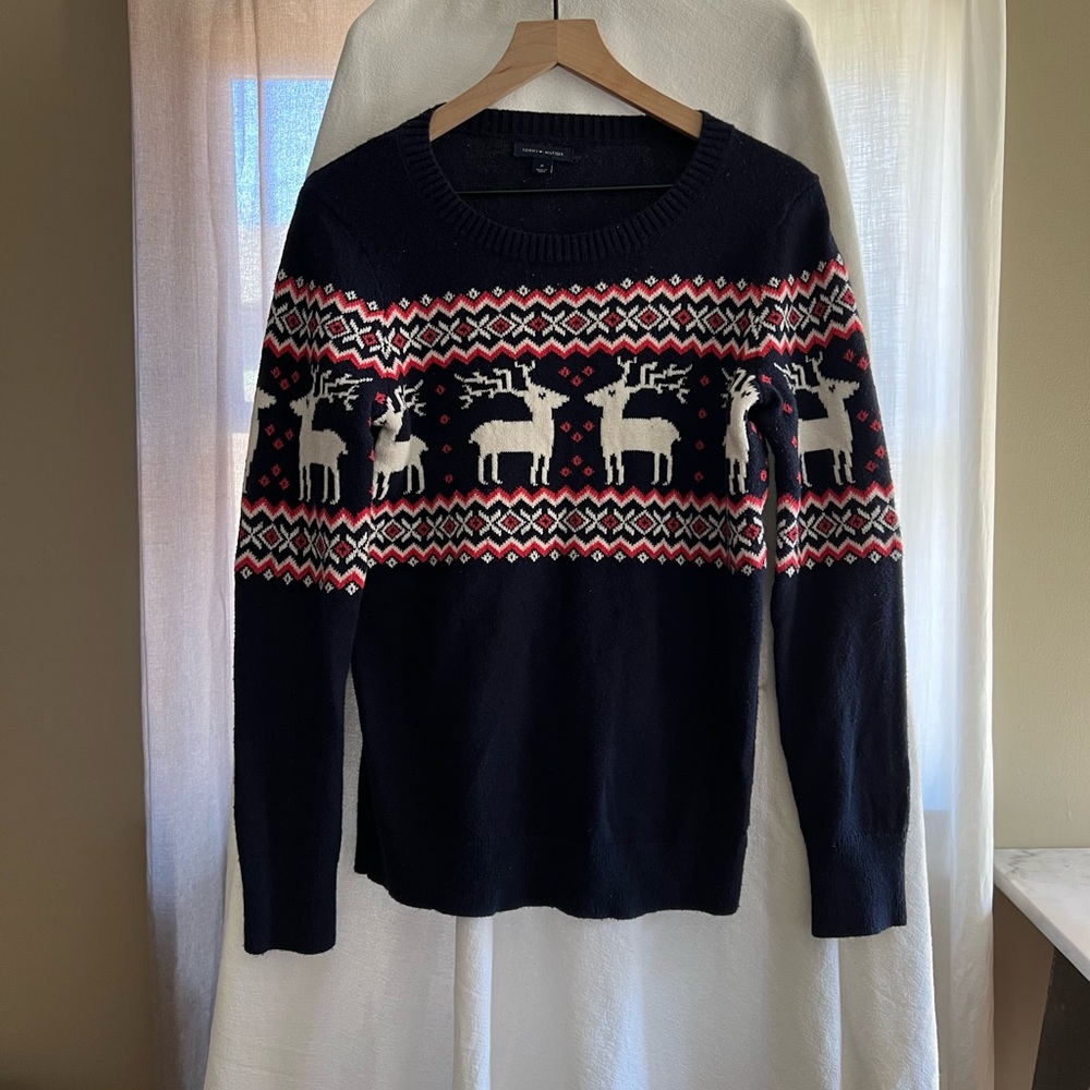 Tommy Hilfiger Navy Sweater with Reindeer Design
